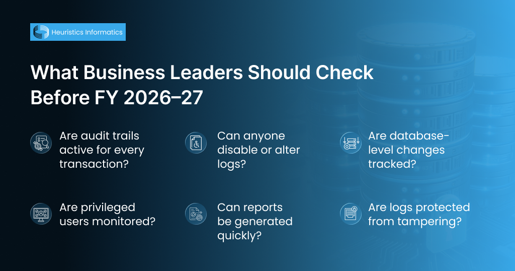 MCA Compliance checklist for audit trails database changes privileged users and tamper-protected logs